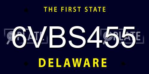 6VBS455 Delaware License Plate