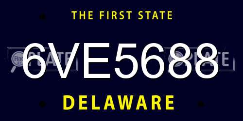 6VE5688 Delaware License Plate