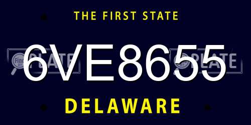 6VE8655 Delaware License Plate