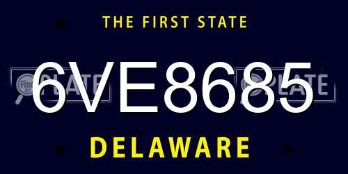 6VE8685 Delaware License Plate