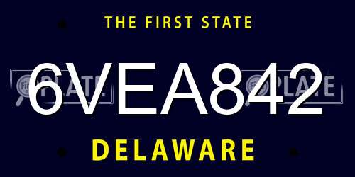 6VEA842 Delaware License Plate