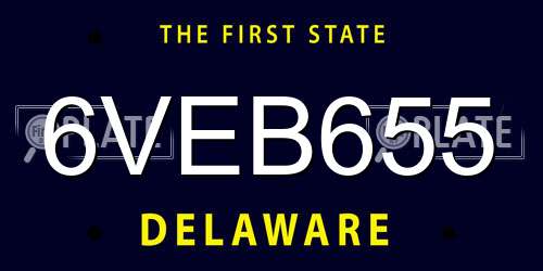 6VEB655 Delaware License Plate