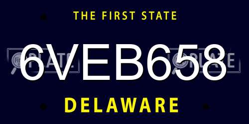 6VEB658 Delaware License Plate