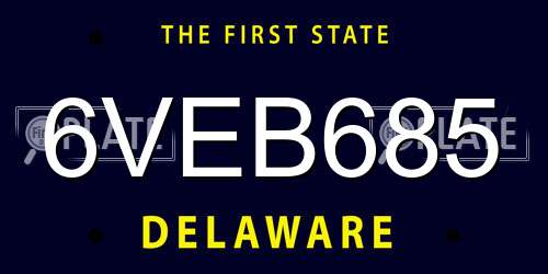 6VEB685 Delaware License Plate
