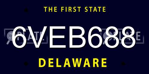 6VEB688 Delaware License Plate