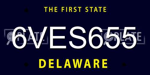 6VES655 Delaware License Plate