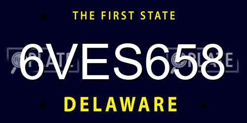 6VES658 Delaware License Plate