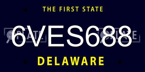6VES688 Delaware License Plate