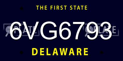 6VG6793 Delaware License Plate