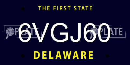 6VGJ60 Delaware License Plate