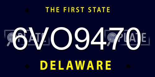 6VO9470 Delaware License Plate