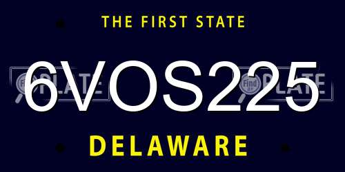 6VOS225 Delaware License Plate