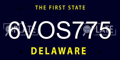 6VOS775 Delaware License Plate