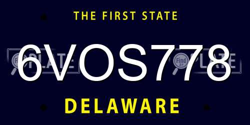 6VOS778 Delaware License Plate