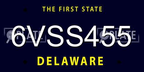 6VSS455 Delaware License Plate