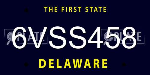 6VSS458 Delaware License Plate