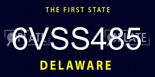 6VSS485 Delaware License Plate