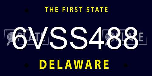 6VSS488 Delaware License Plate