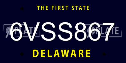 6VSS867 Delaware License Plate