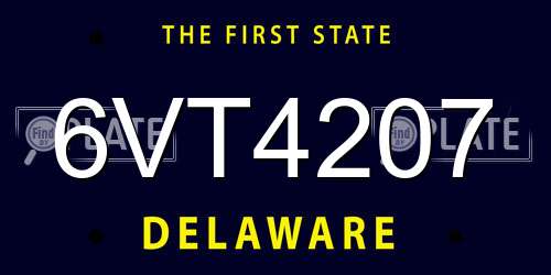 6VT4207 Delaware License Plate