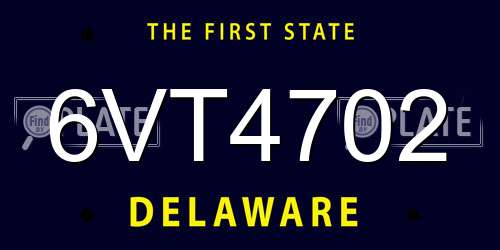 6VT4702 Delaware License Plate
