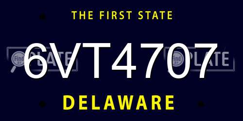 6VT4707 Delaware License Plate