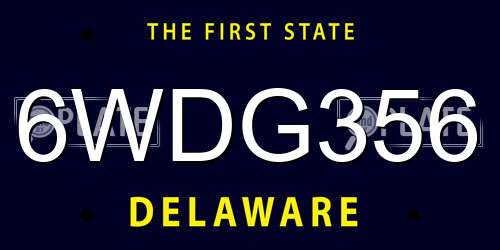 6WDG356 Delaware License Plate