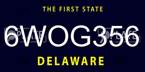 6WOG356 Delaware License Plate