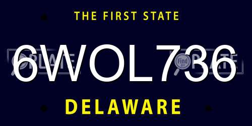6WOL736 Delaware License Plate