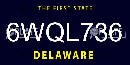 6WQL736 Delaware License Plate