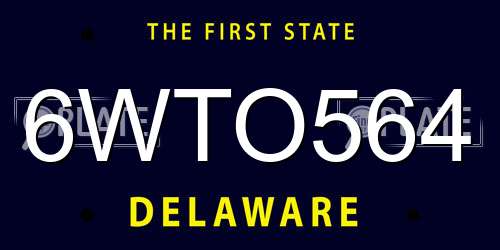 6WTO564 Delaware License Plate