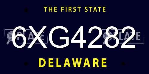 6XG4282 Delaware License Plate