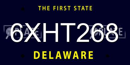 6XHT268 Delaware License Plate