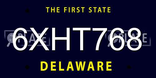 6XHT768 Delaware License Plate