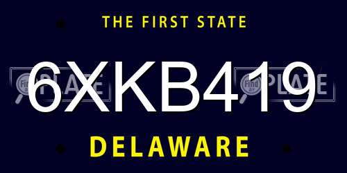 6XKB419 Delaware License Plate