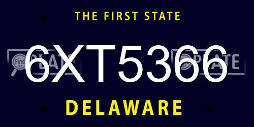 6XT5366 Delaware License Plate
