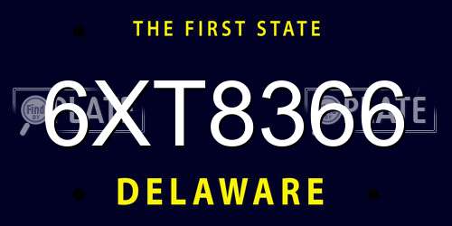 6XT8366 Delaware License Plate