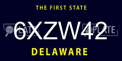 6XZW42 Delaware License Plate