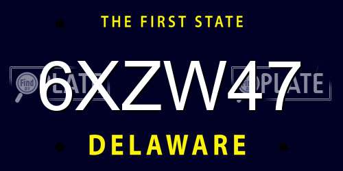 6XZW47 Delaware License Plate