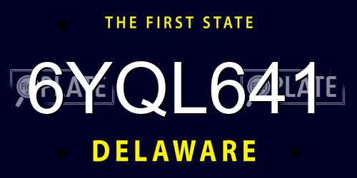6YQL641 Delaware License Plate
