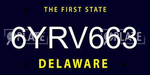 6YRV663 Delaware License Plate