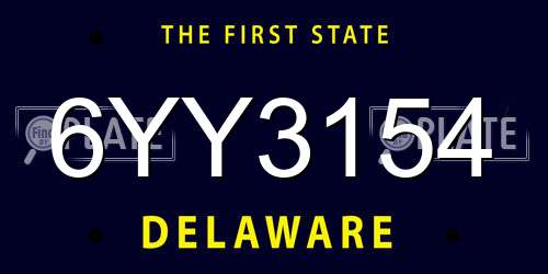 6YY3154 Delaware License Plate