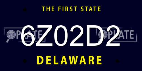 6Z02D2 Delaware License Plate
