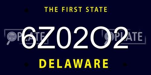 6Z02O2 Delaware License Plate