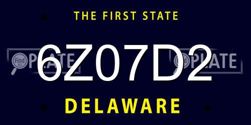 6Z07D2 Delaware License Plate