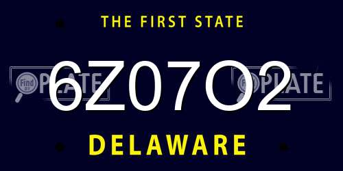 6Z07O2 Delaware License Plate