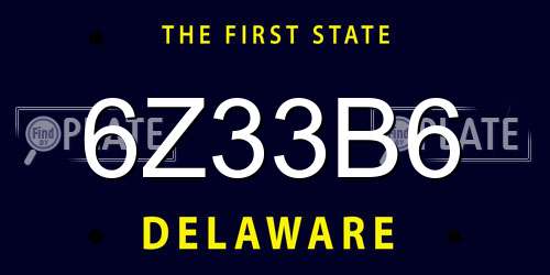 6Z33B6 Delaware License Plate