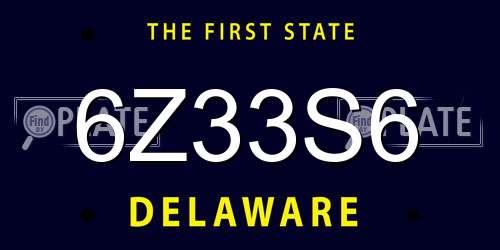 6Z33S6 Delaware License Plate