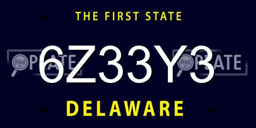 6Z33Y3 Delaware License Plate