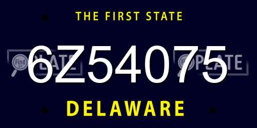 6Z54075 Delaware License Plate